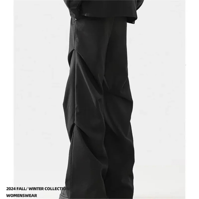 Nichen Sensibility loose fit casual bell bottom mens fashion ankle pants elegant Chinese style 250313