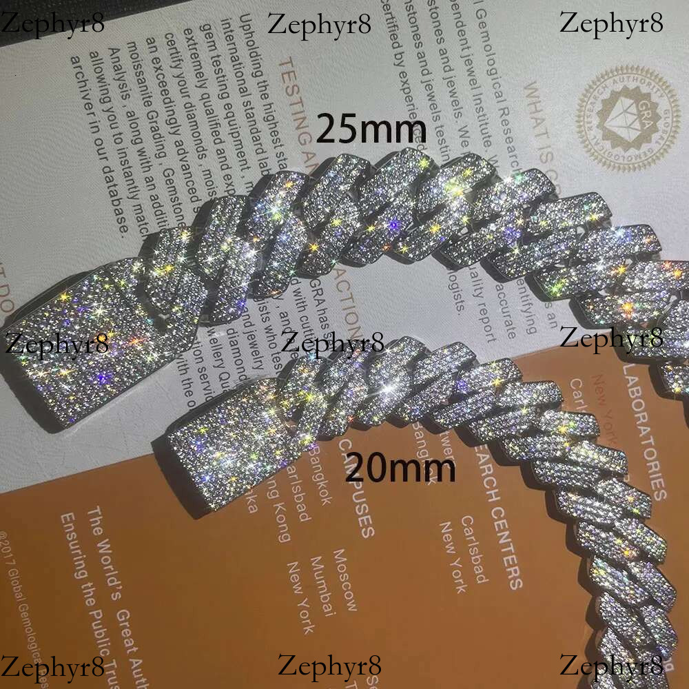 Custom 25MM S Sterg Sier Hip Hop Moissanite k Chain Thick Miami VVS Cuban Necklace For Men