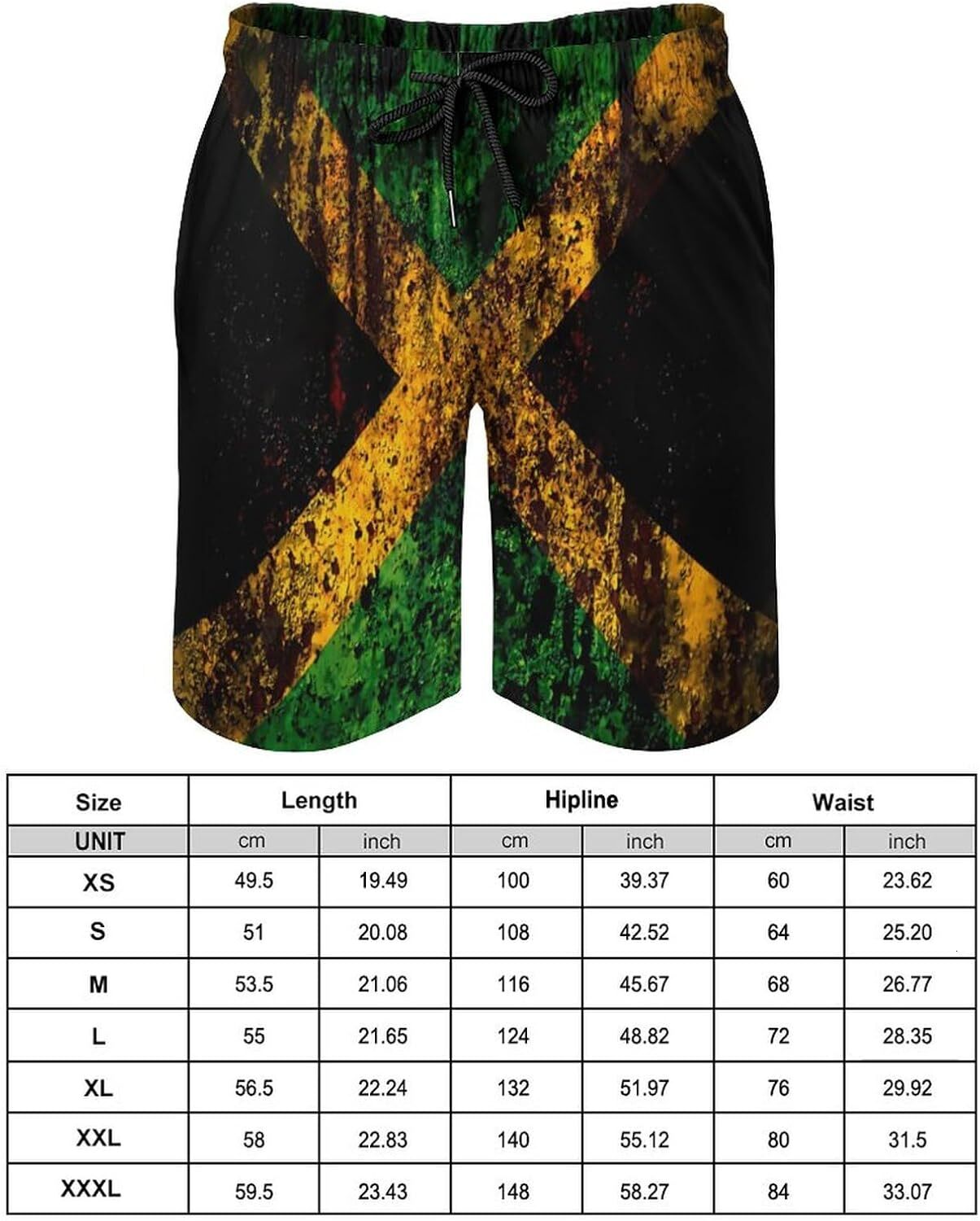 Jamaican Flag Swim Trunks Mens Bathing Suit Daily Swimming Shorts Men's Swim Suits with Pockets Printed fashionable beach shorts