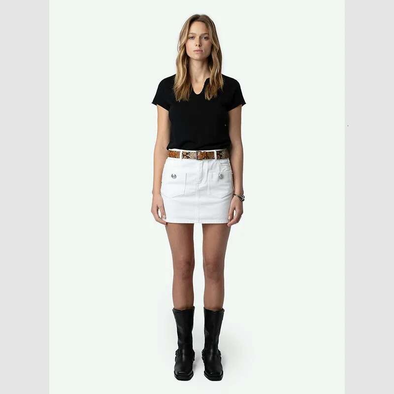 Spring And Summer New French Niche ZV Classic Letter Printed U-Shaped Collar Black Women's Short Sleeved T-Shirt