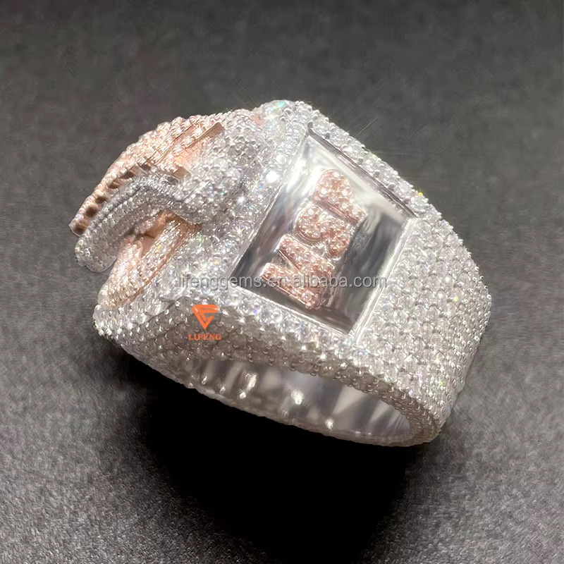 Lifeng Jewelry Hot Style Hip Hop Moissanite Ring Ice Out 925 Silver Moissanite Custom Champion Ring