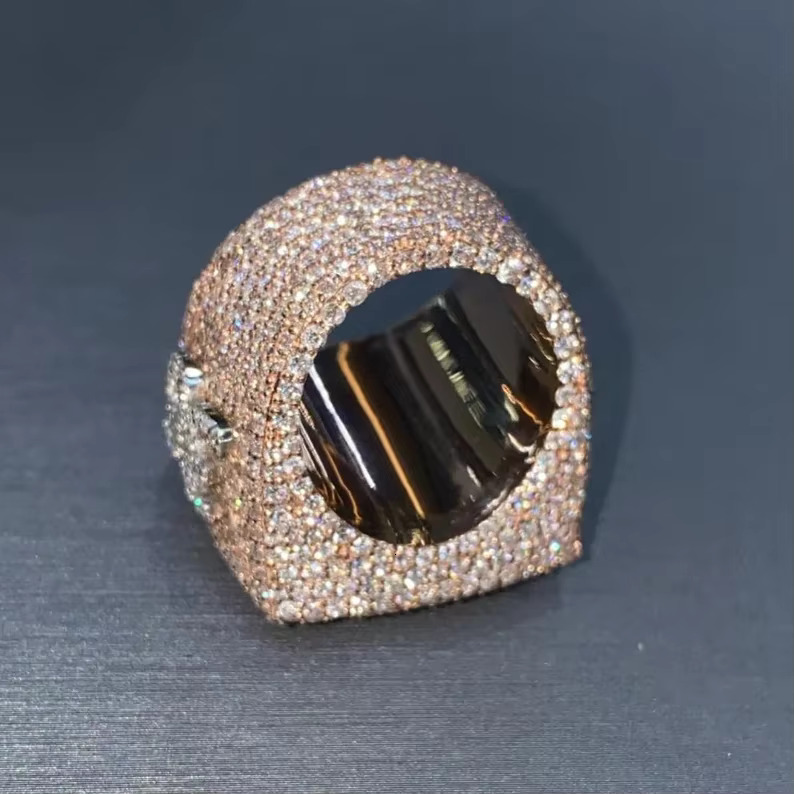 Hip Hop Jewelry Rapper Style Champion Ring D Color VVS1 Moissanite S925 Mens Fully Iced Out Champion Custom Ring Diamond