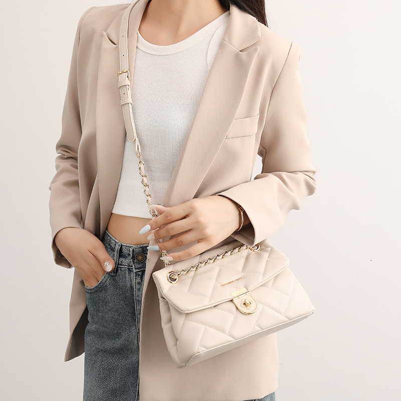 Bag For Women 2024 New Chain Niche Women's Diamond Grid Crossbody Armpit Single Shoulder High-End Feeling Light Luxury Small Square Bag