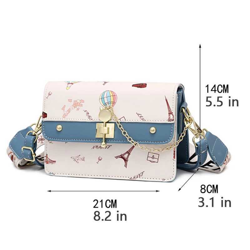 Fashion cross body bag with bandwidth straps square flap design bag with polyester lining casual shoulder bag Y250315