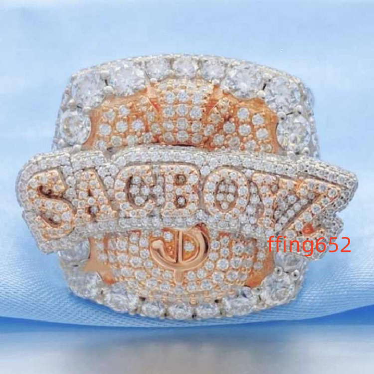 Hot Sale 15Mm Hip Hop Jewelry Pear Cut Vvs Moissanite 925 Silver Iced Out Color Big Stone Cuban Chain Heart Moissanite Ring