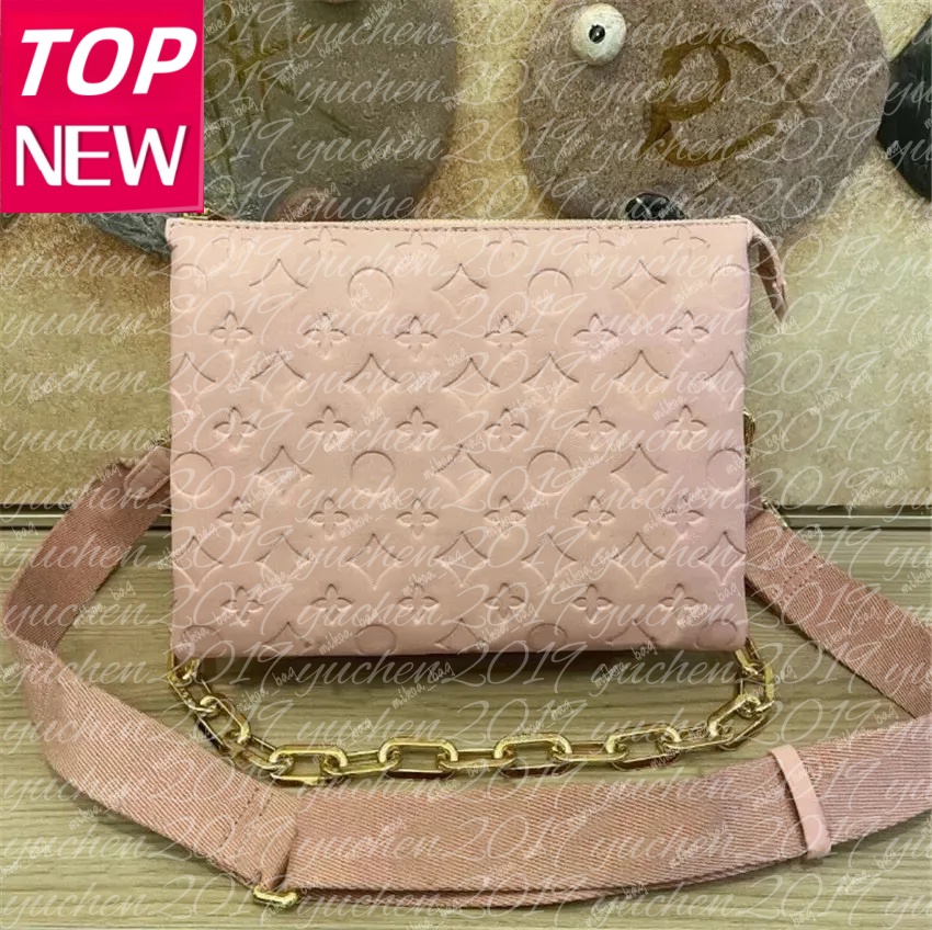 Luxury Designer clutch M57790 COUSSIN bag Women men Genuine leather crossbody Bags purses tote Messenger wallet square handbags Embossed shoulder straps Chain Bag