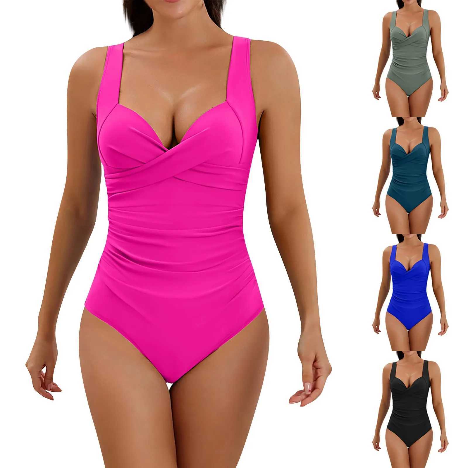 Sexy one-piece 2024 swimsuit push up swimsuit women Ruff Monokini adjustable shoulder swimsuitXJ250315