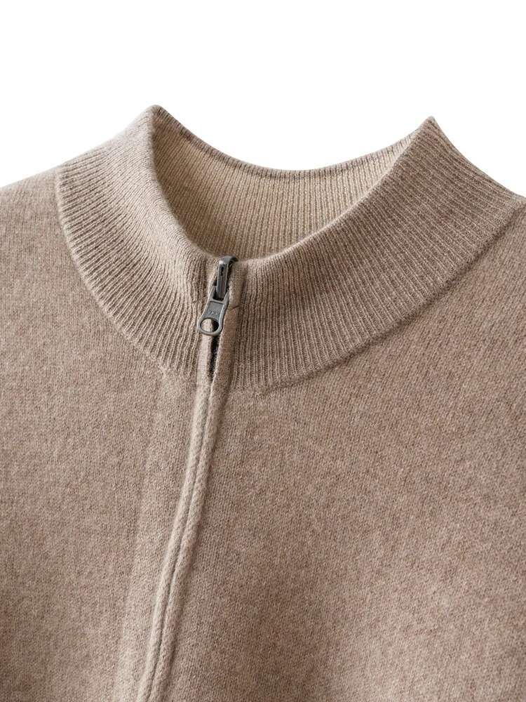 Yoyoselect Men 100% Cashmere Sweatercoat Autumn Winter Double Side Wear Cardigan Casual Smart Coat Knitwear Zipper Tops