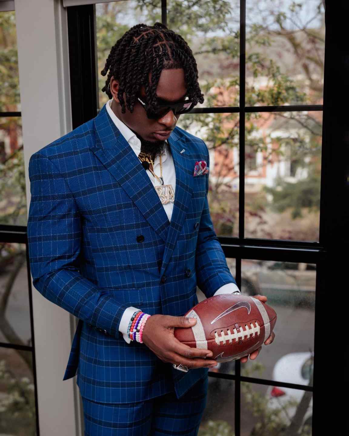 Blue Plaid Mens Wedding Tuxedos Double Breasted Classic Fit Groom Wear Party Birthday Pants Suits 2 Pieces Customized