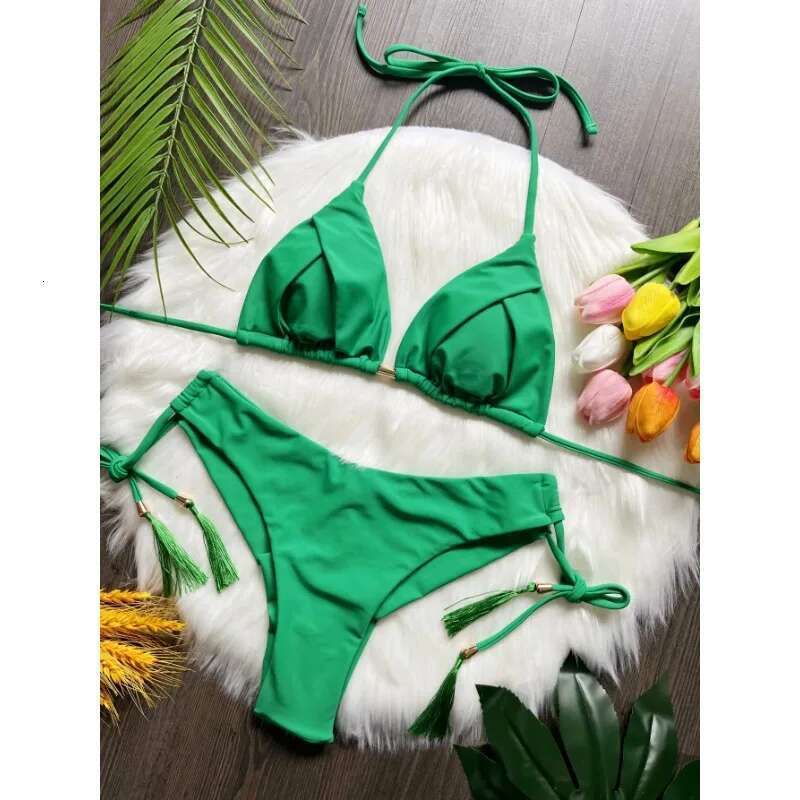 RUOTONSEPT Sexy Solid Color Bandage Bikinis Set Swimwear for Women Two Pieces Triangle Swimwear Brazilian Swimwear Biquinis