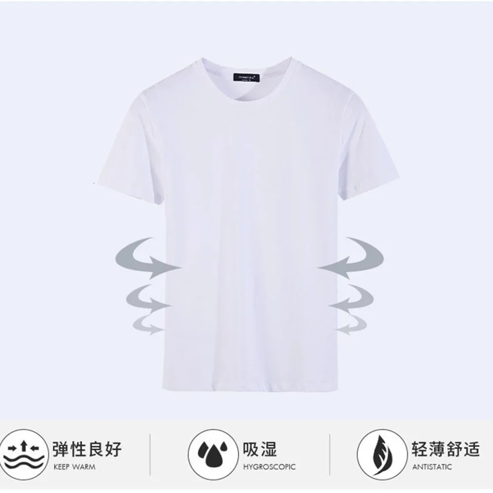 T-shirt White Black Short-sleeved Mens Clothing Slim Round Neck Bottoming Shirts Solid Color Tees Male Casual Pullover Tops 250314