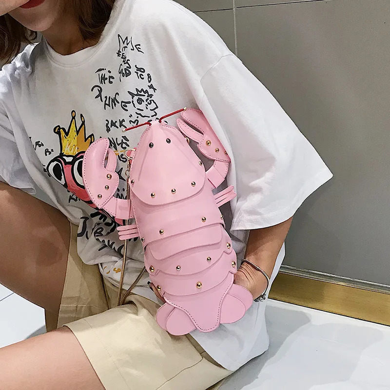Lobster Shoulder Bag Mini Women Handbag 3d Cartoon Animal Shape Crossbody Bags Fashion Chains Messenger Bag 250314