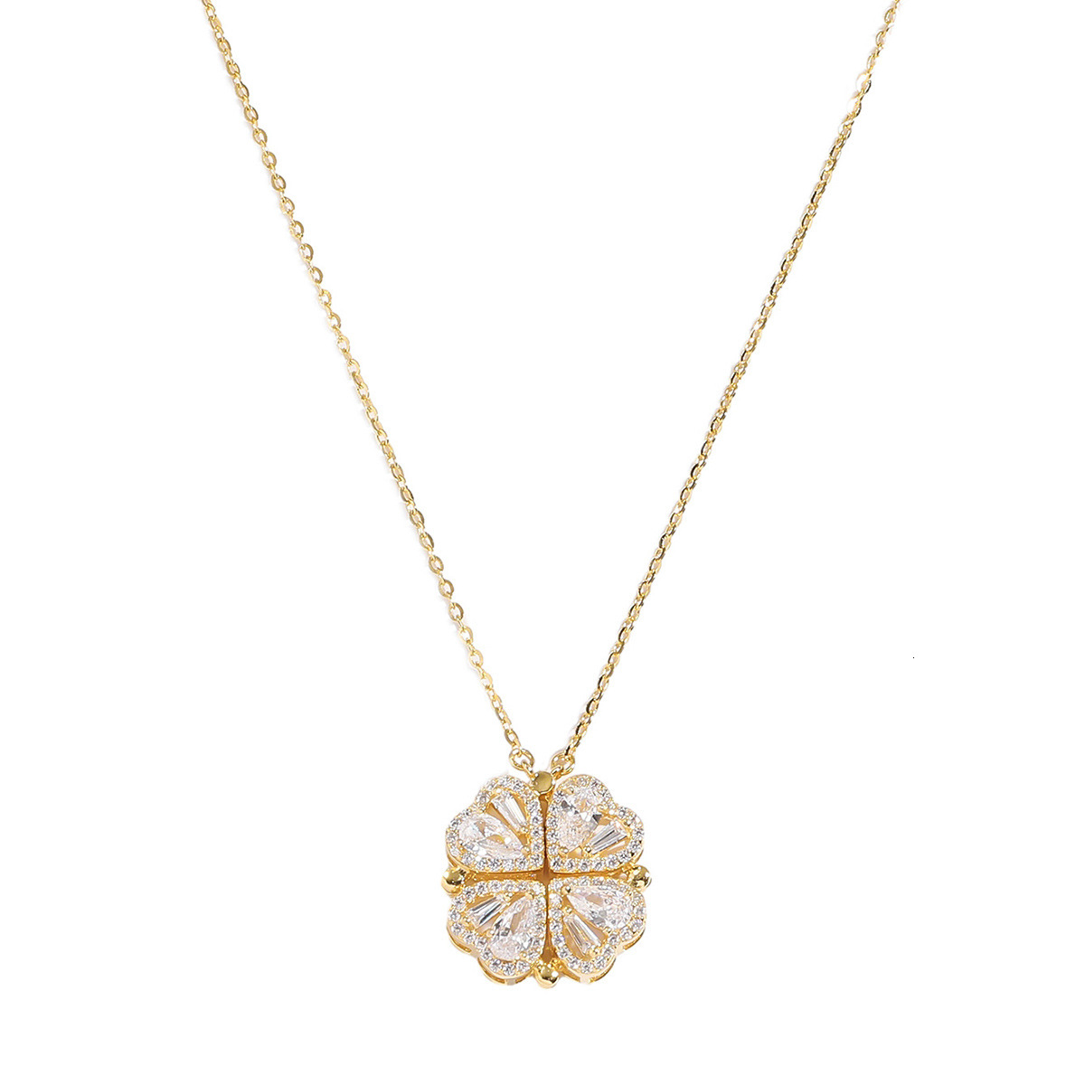 S Sier Female Internet Celebrity Four Leaf Love Zircon wer Niche New Design Style Temperament Clavicle Necklace