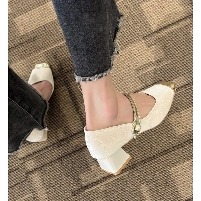 Mary Jane for women 2024 new spring/summer dress, thick heel, high-heeled sandals, French fairy gentle single shoes ddmypanda
