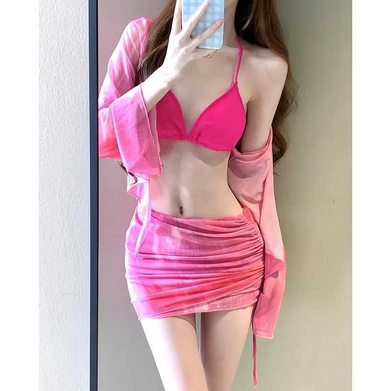 Swimsuit womens bikini three piece set split new style fashionab tight fitting style hollow environmentally friendly seaside swimsuitXJ250315