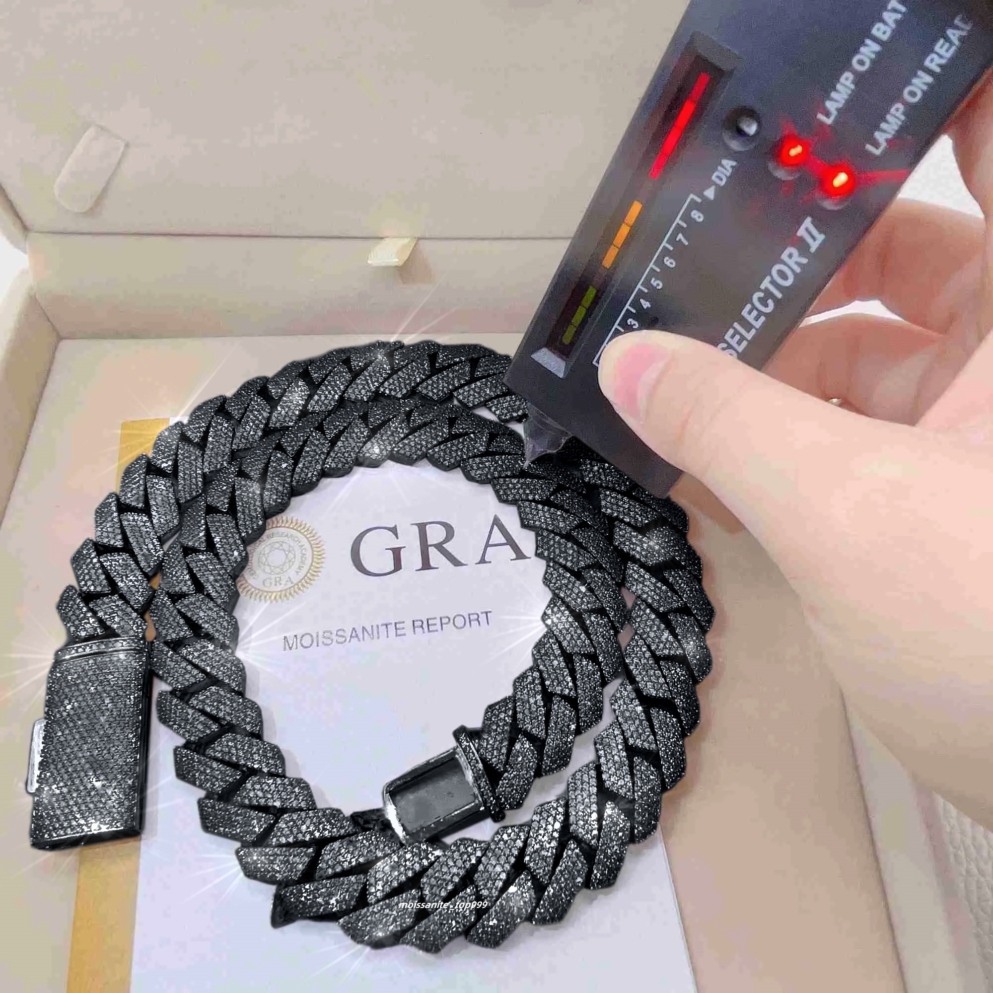 20MM Width Soild Sier Iced Out Moissanite Cuban Chain Necklace for Men's necklace Free delivery