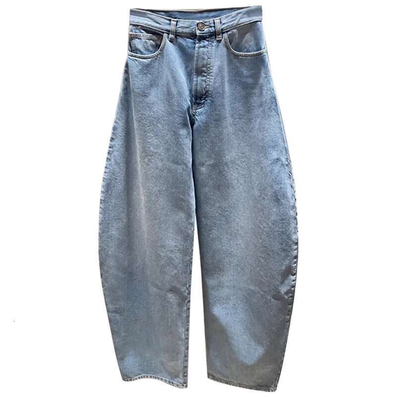 2024 Autumn Women's Denim Trousers Loose Washed Distressed Casual Jeans