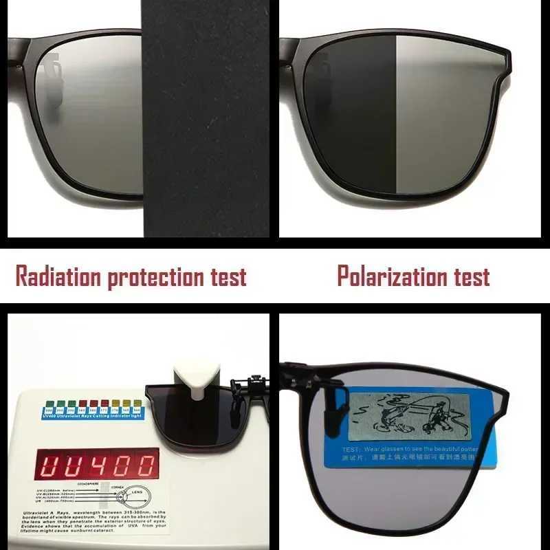 Polarized clip on sunglasses for men photoelectric car driver goggles night vision goggles anti glare retro square glasses Oculos W250315