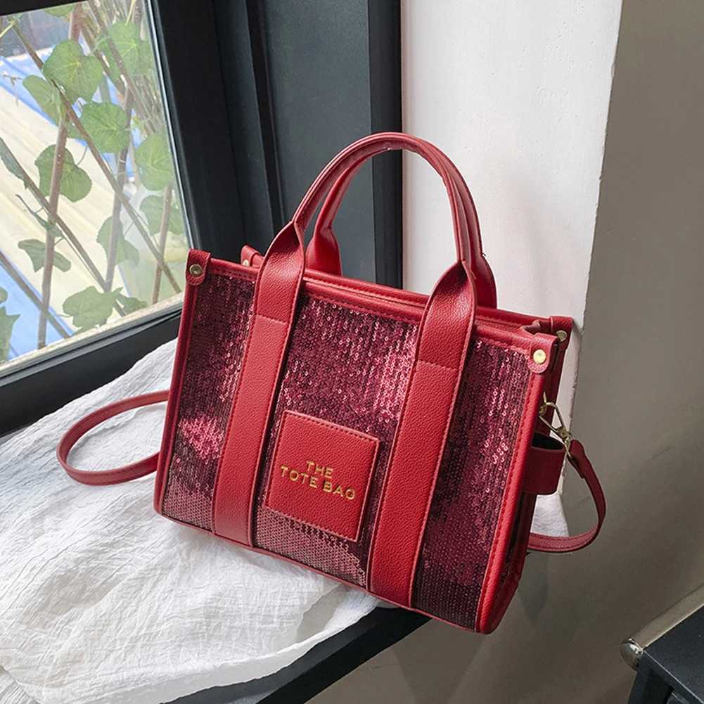 New letter printed glitter top handbag womens leather handbag luxury designer flash shoulder cross body bag Y250315