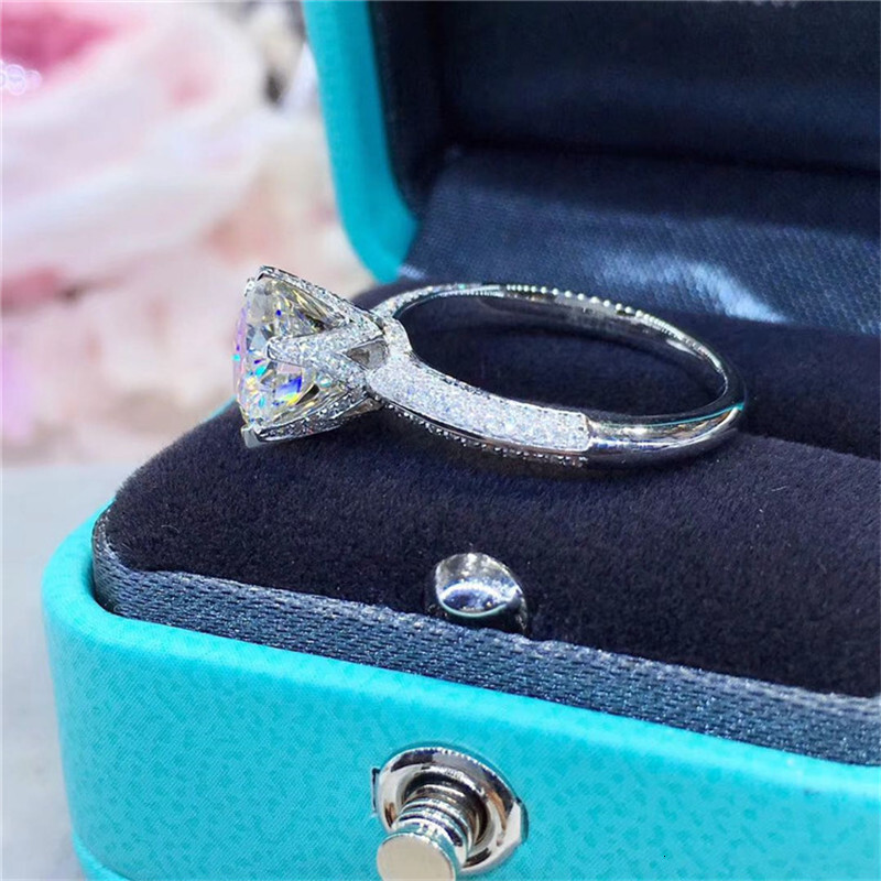 1CT 3CT 5CT High Quality Cut D Color High Clarity Moissanite Diamond Birthday Party Ring For Women Luxury 18K Gold Jewelry Gift
