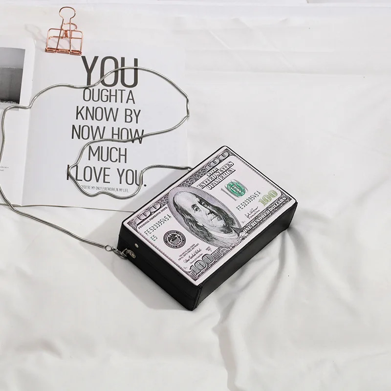 Fashion Dollar Pattern Box Women Daily Clutch Bag Chain Purse Shoulder Crossbody Bag Ladies Handbag Money Pouch 250314