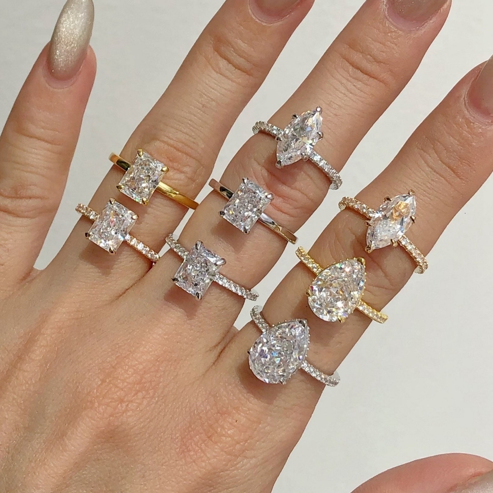 Wong Rain 18K Gold Plated 925 Sterling Silver Crushed Ice Cut Lab Sapphire Gemstone Wedding Party Fine Jewelry Rings Wholesale