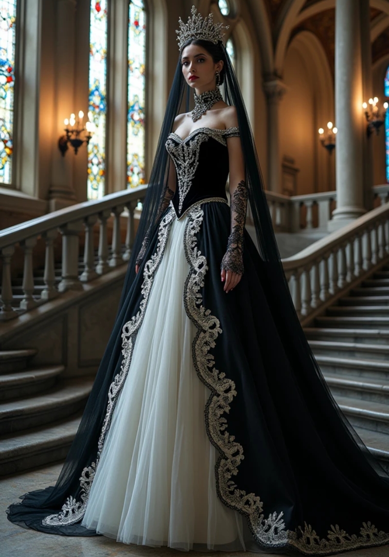 2025 Vintage Black And White Wedding Dresses Off Shoulder A-Line Gothic Bridal Gown Lace Appliques Corset Retro Vestido De Novia
