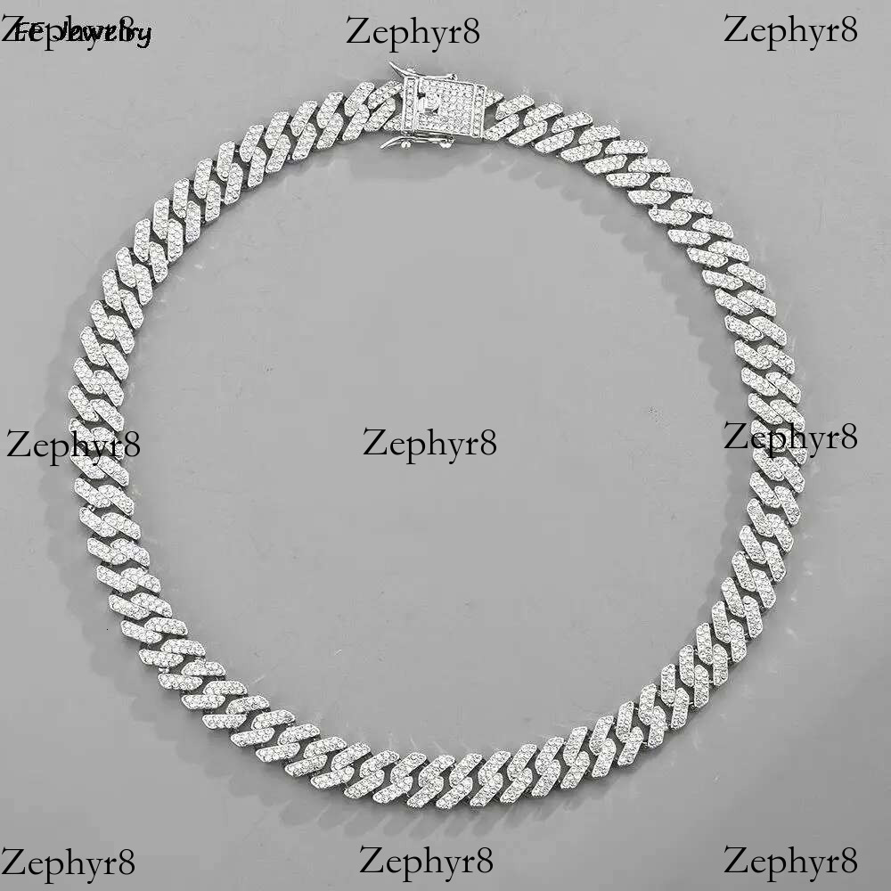 2025 New model 12mm Women Hip Hop Iced Out Bg Prong Cuban Paved Rhie k Chain Choker Necklace Men Jewelry
