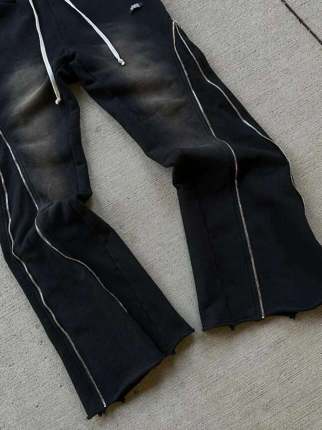 Streetwear Baggy Casual Y2k Retro Zipper Decoration Sweatpants Pants Men Women Haruku Hip Hop Letter Jogging Trousers