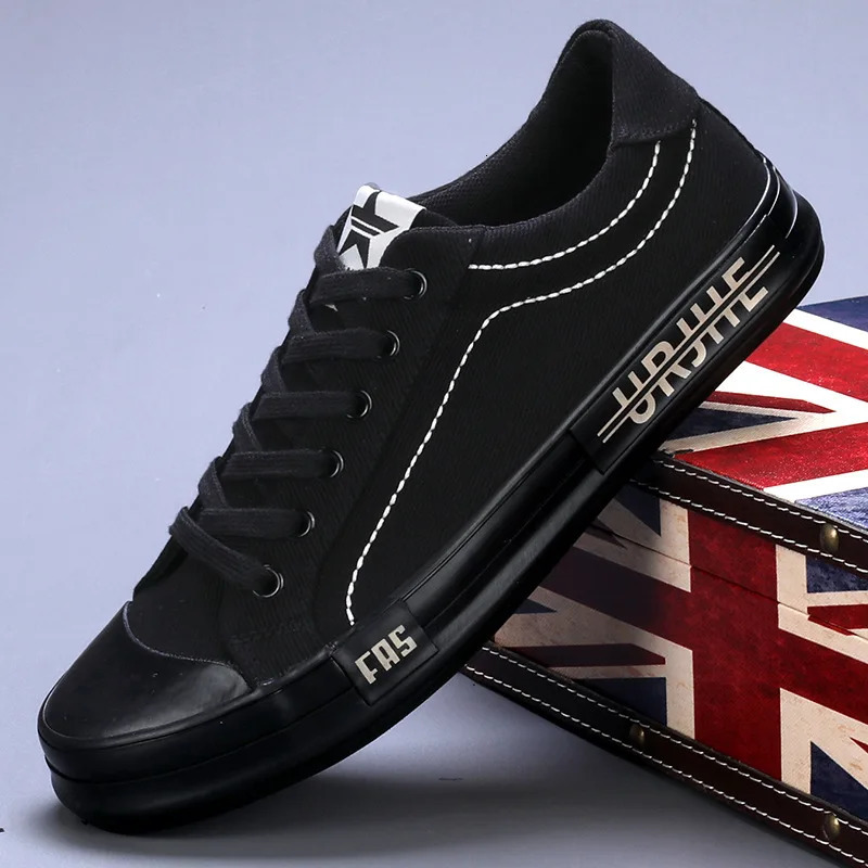 2024 Men Canvas Shoes Breathable Outdoor Mens Casual Shoes Comfortable Spring Autumn Cloth Flat Shoes Black Walking Sneakers250325