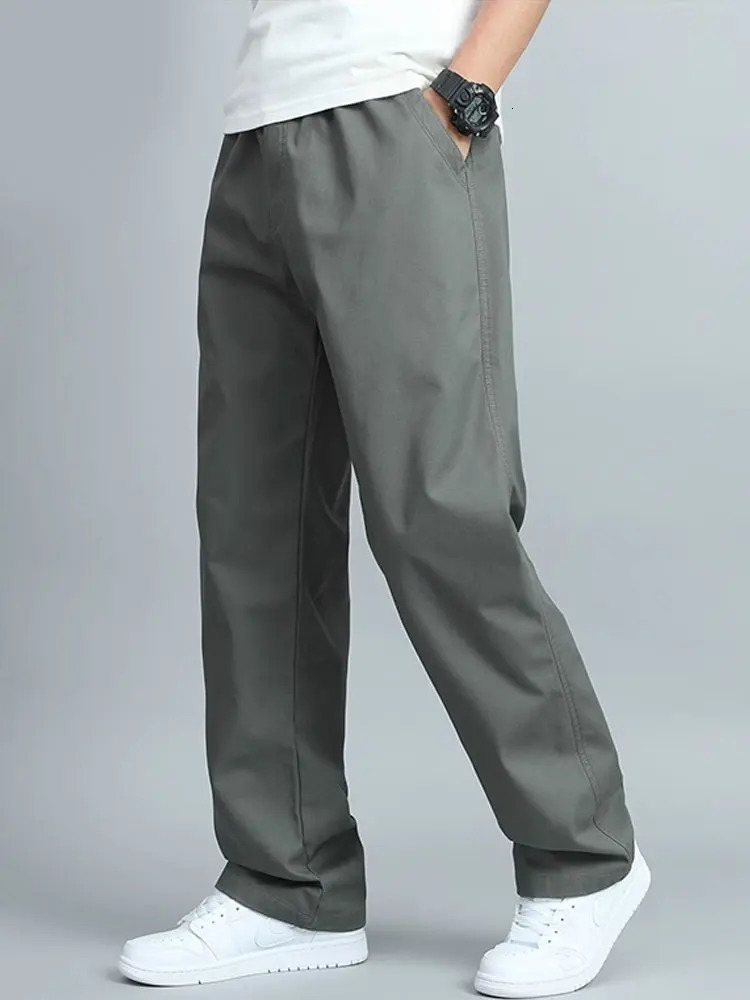 Outdoor fashion pants for men casual drawstring with multiple pockets and wide legs fashionable summer slim 250313