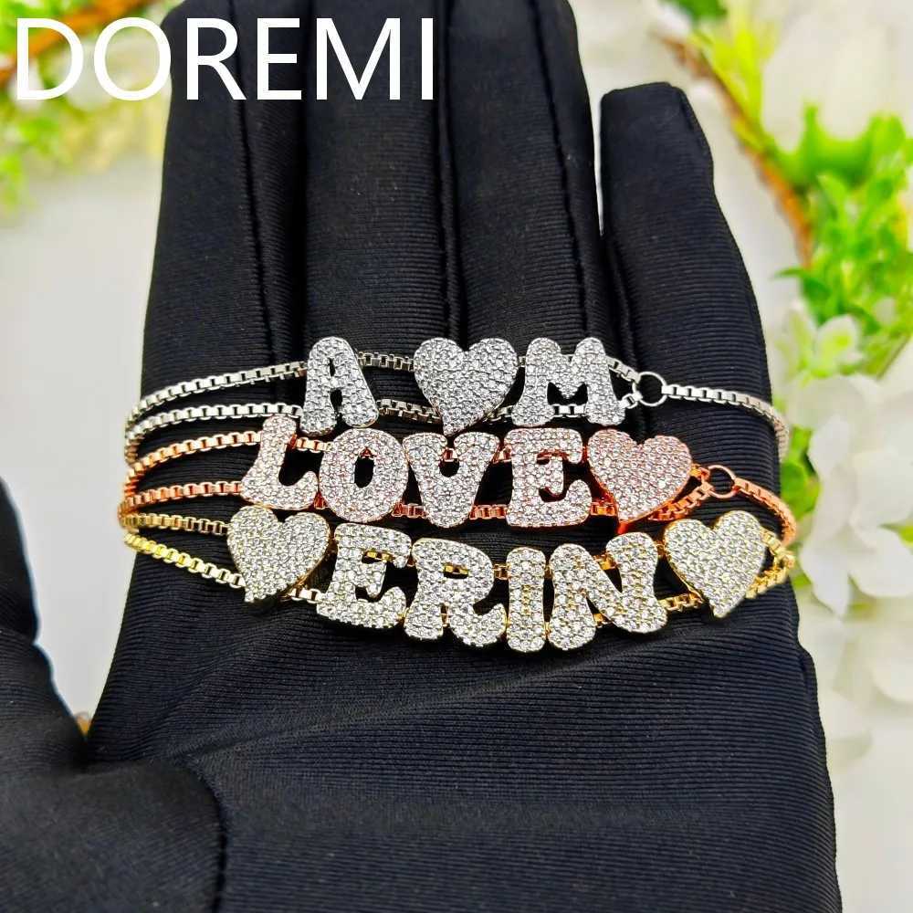 DOREMI A-Z letter bubble Cz name slider letter DIY custom name slider letter heart-shaped charm slider braceletXJ250315