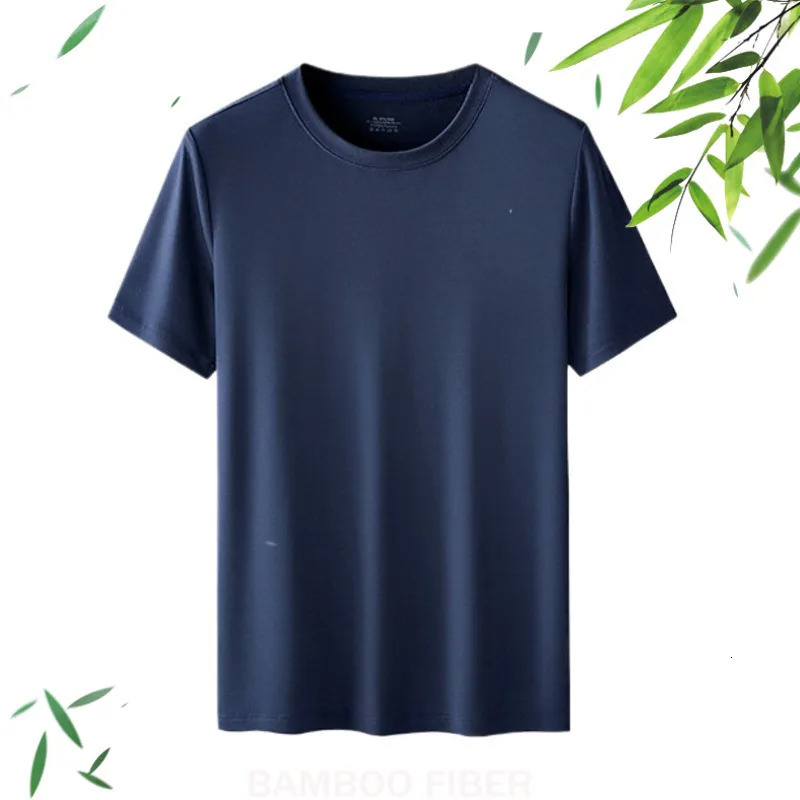 95% bamboo fiber adhesive underwear mens short sleeved T-shirt summer navy blue mens clothing solid top tee round neck 250314