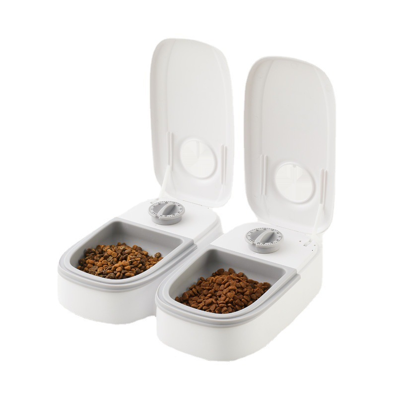 Pet Feeder For Cats And Dogs Dry Or Semi Moist Food Double Meal Separation Dispenser 48 Hour Intelligent Timing Feeding For Home Use