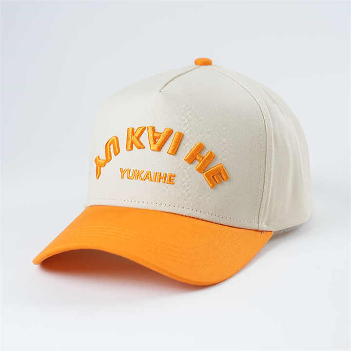 Customized cotton 5-panel structure baseball cap, curved brim baseball cap buckle back