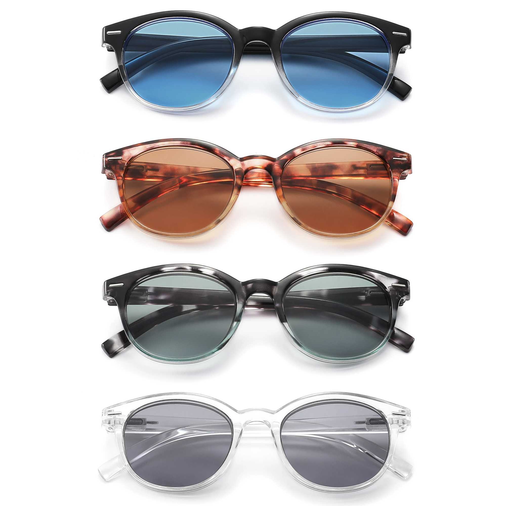 Reading Sunglasses for Men and Women Square Classic Frame Outdoor Use Sunglasses Reader Glasses with Diode Spring Articulation W250315