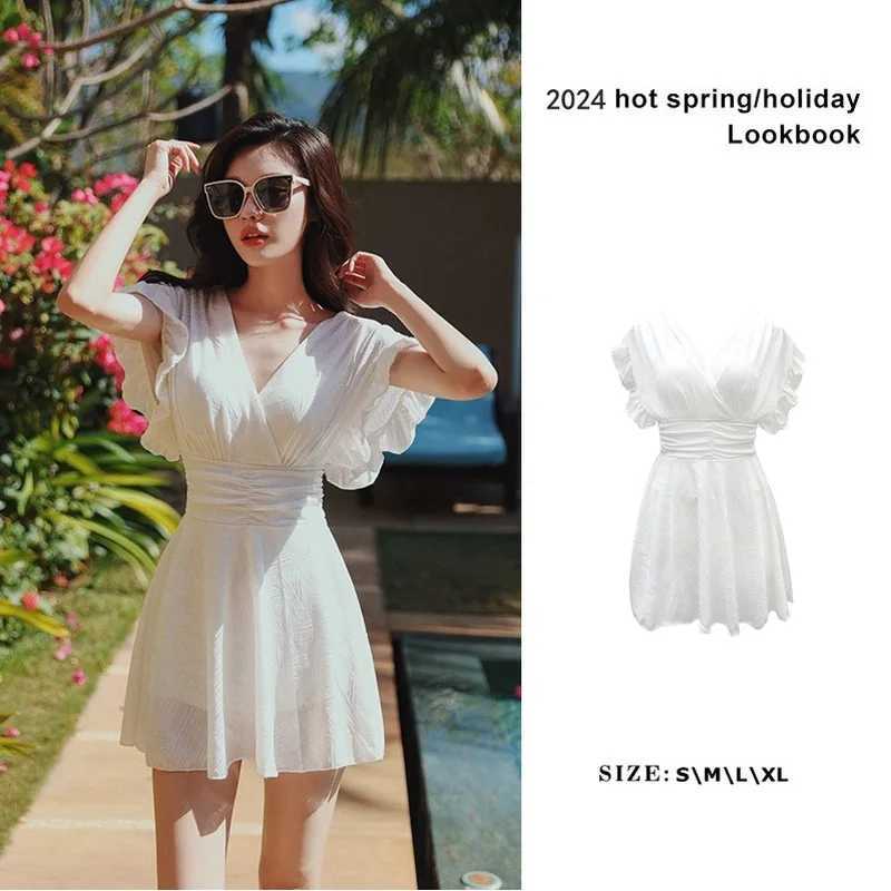 Swimsuit For Women Luxurious Hot Spring Soak White Slightly Chubby Girl Beach Vacation SwimsuitXJ250315