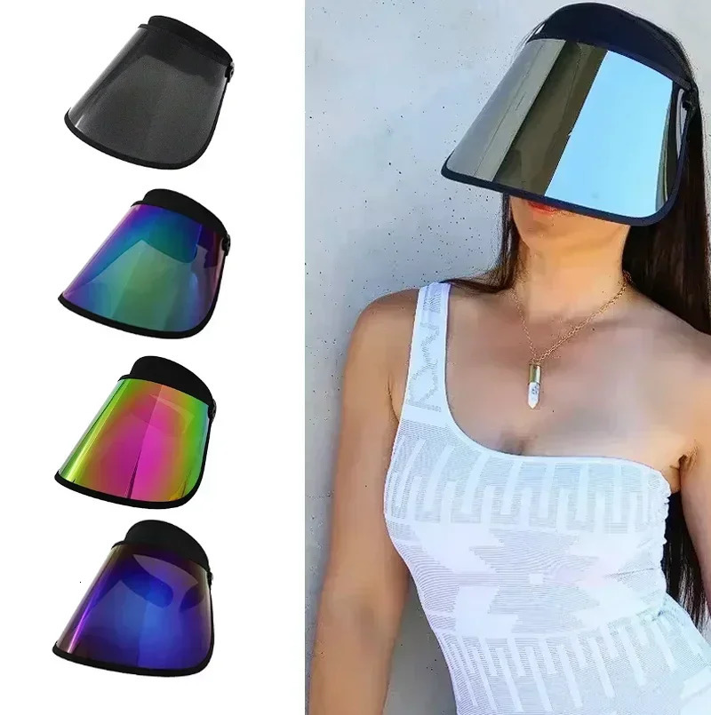 Outdoor Travel Beach Silver Color Sun Visor Hat Anti-uv Protections Scratch Resistant Unisex Soft Plastic PVC Empty Top Sun Hat 250313
