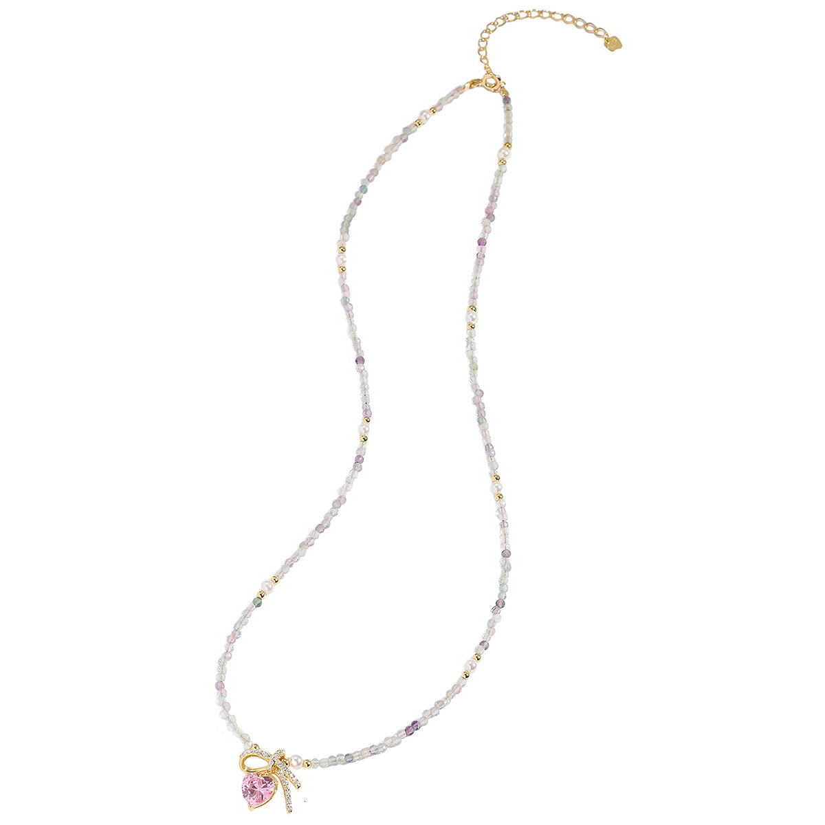 Necklace For Women S925 Silver Korean Net Red French Color Crystal Love Necklace Sweet Maiden Wind Cherry Collar Bone Chain