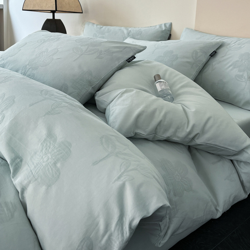 A941 Modern simple fabric pure cotton three-layer yarn jacquard bedding four-piece set new light luxury bed sheets bed sheets bedding