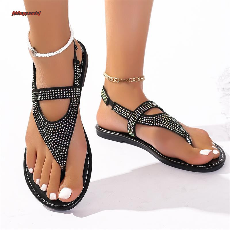 Large diamond herringbone for women in summer 2025, trendy and versatile flat sandals ddmypanda