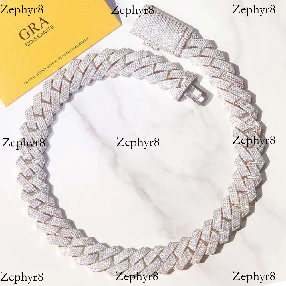 2025 New model Popular Heavy 3 Rows 16mm 20mm Width Sterg Sier Moissanite Hip Hop Necklace Cuban k Chain Bracelet