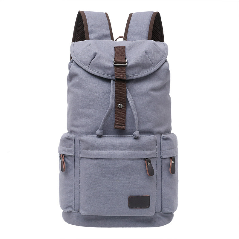 Men's trendy backpack canvas, men's high school large capacity outdoor backpack, leisure travel designer bag