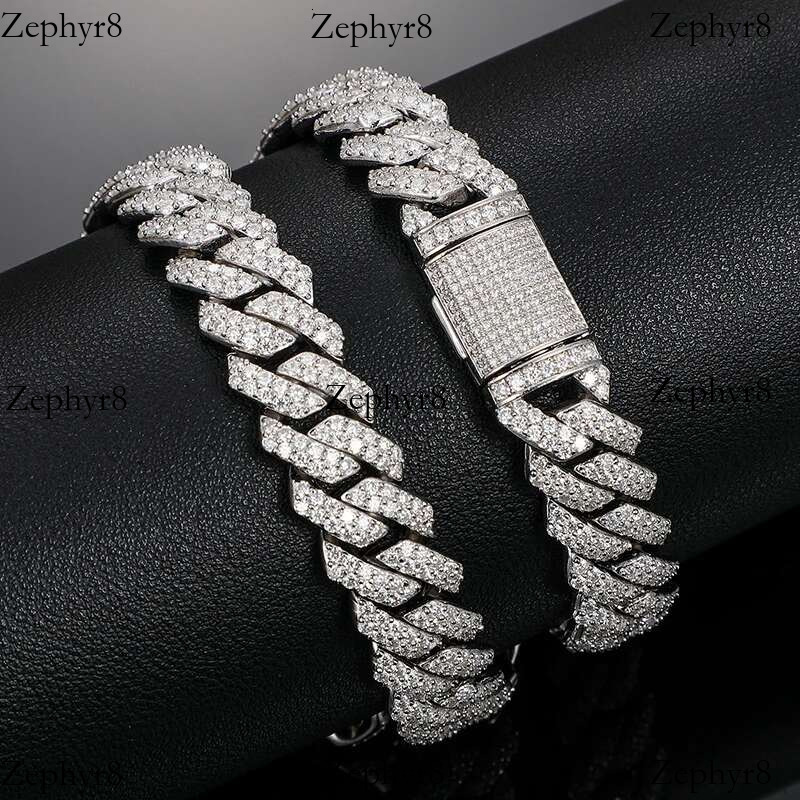 14mm S Sterg Sier VVS1 Moissanite Dia Cuban k Chain Necklace For Men Hip Hop Jewelry Miami Unisex Party Gift