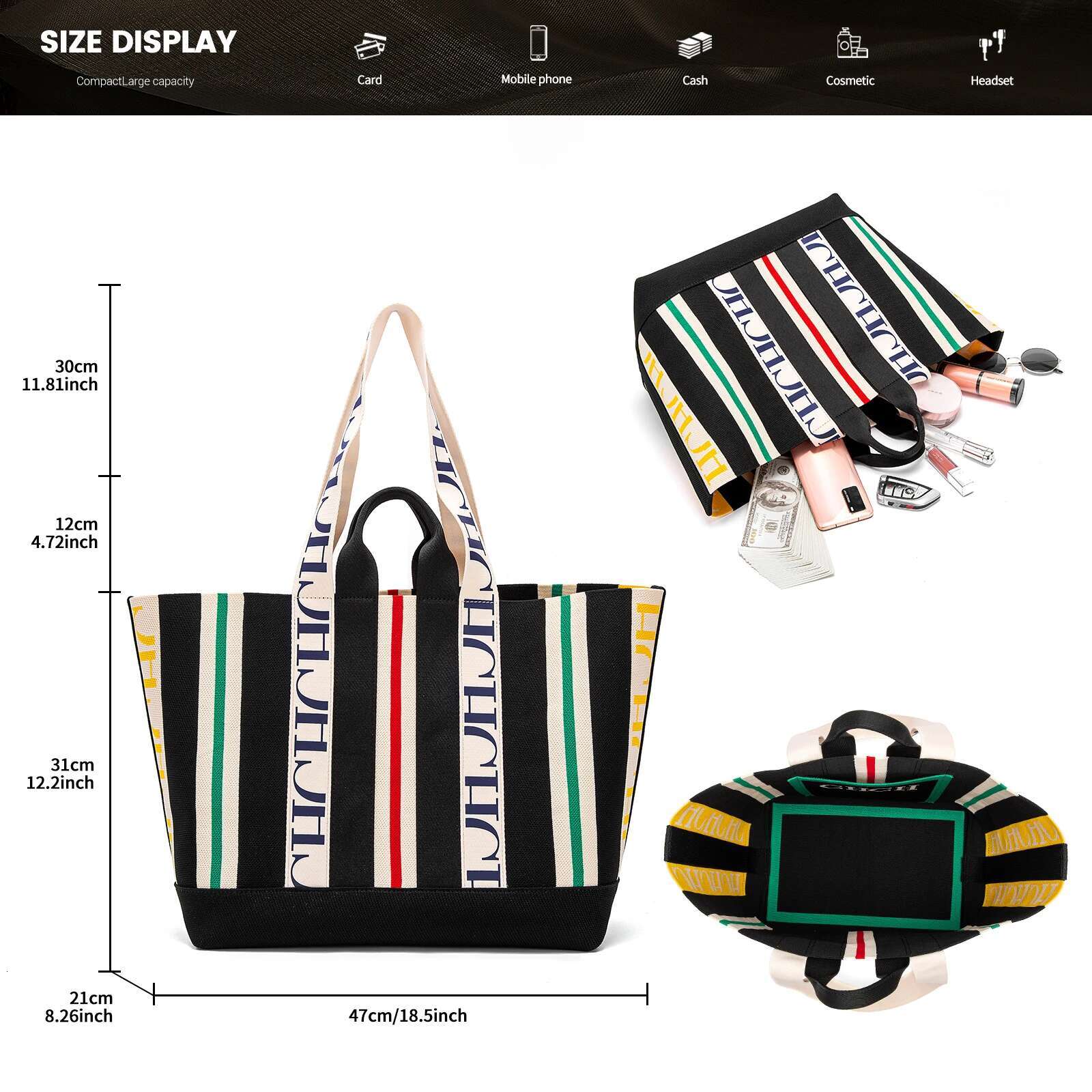 Classic 2024 Shoulder Bag Fashion Retro Design Striped Women's New Handbag