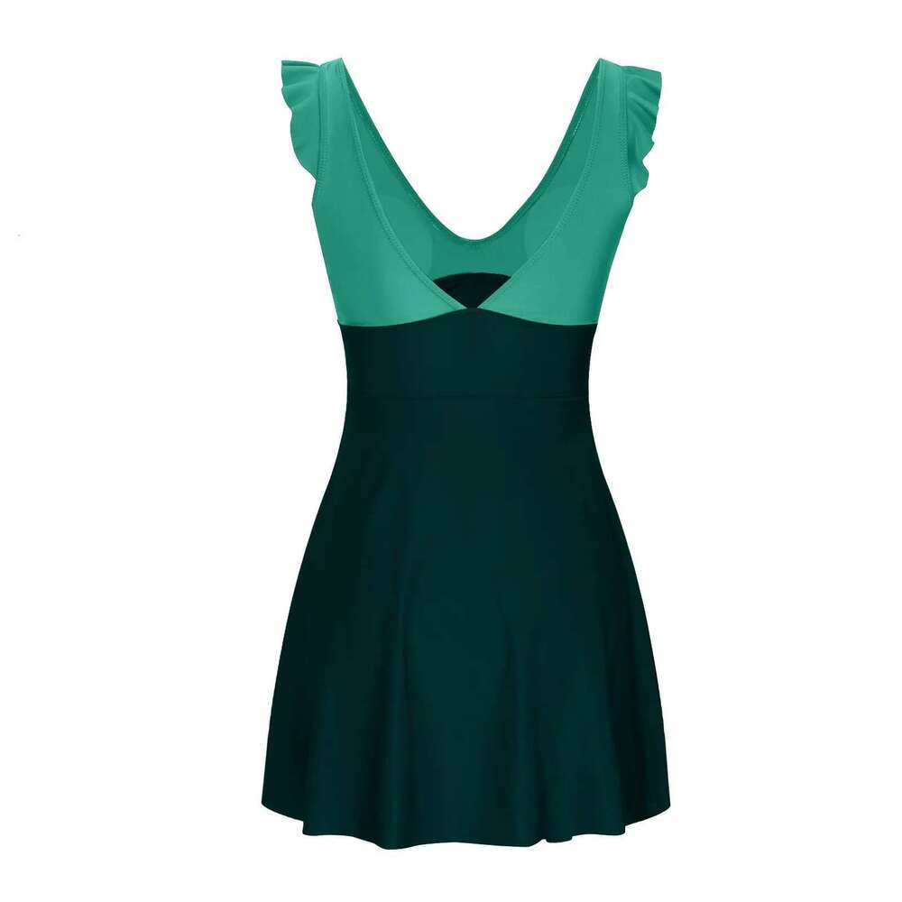 Women's Tankini swimsuit, one-piece, pleated cross skirt, V-neck, control, cut, high waist, sexy, two-piece design