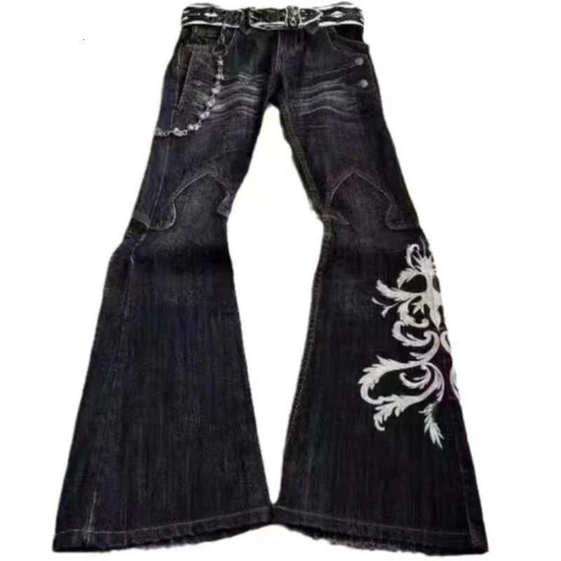 New High Waist Haruku Loose Embroidered Women Jeans With Rock Punk Style Y2k Micro La Retro Wide Leg Pants