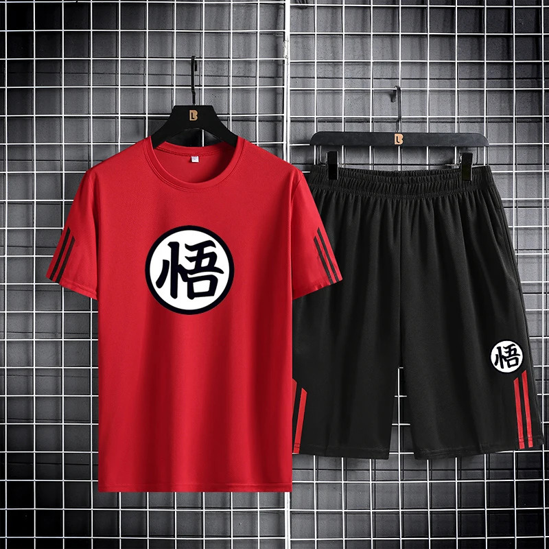 Trendy and fashionable three bar sports set mens casual and versatile loose fitting basketball suit outdoor running two-piece 250310