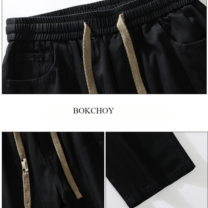 Spring Summer Casual Cargo Cotton Straight Jeans for Men Clothing Big Pockets Drawstring Loose Men Pants YBJYF-2587 250314