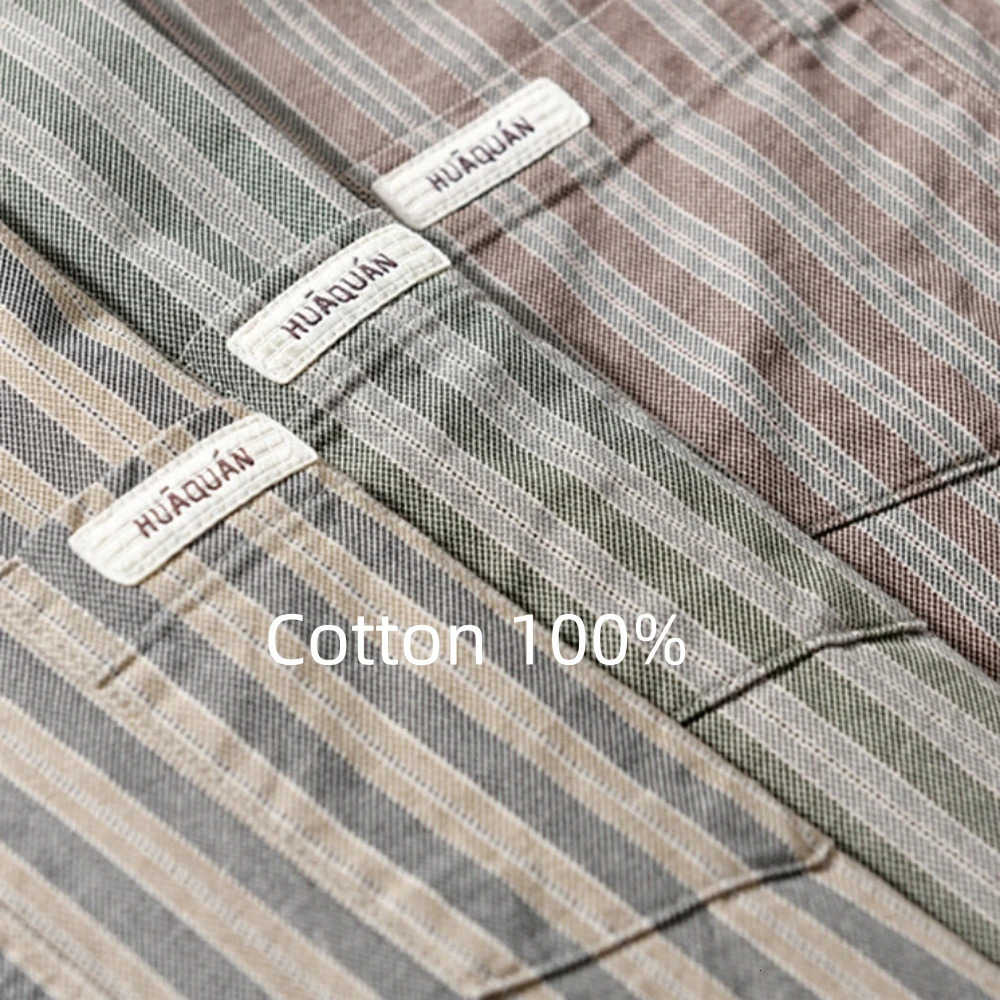 Mens long sleeved shirt Spring and Autumn mens clothing fashion striped mens cotton shirt loose mens top 250314